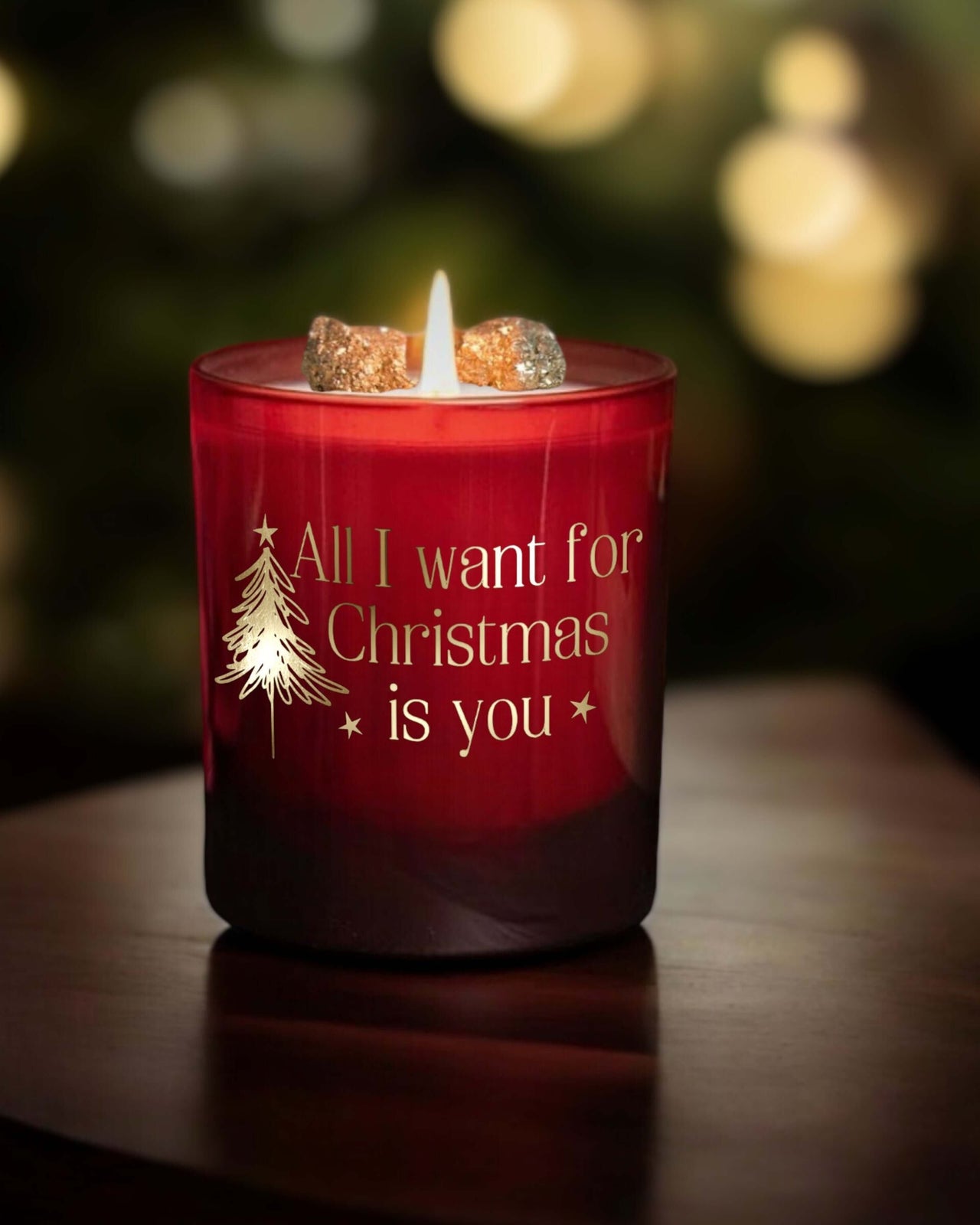 Make this Christmas unforgettable with our "All I Want for Christmas" red candles