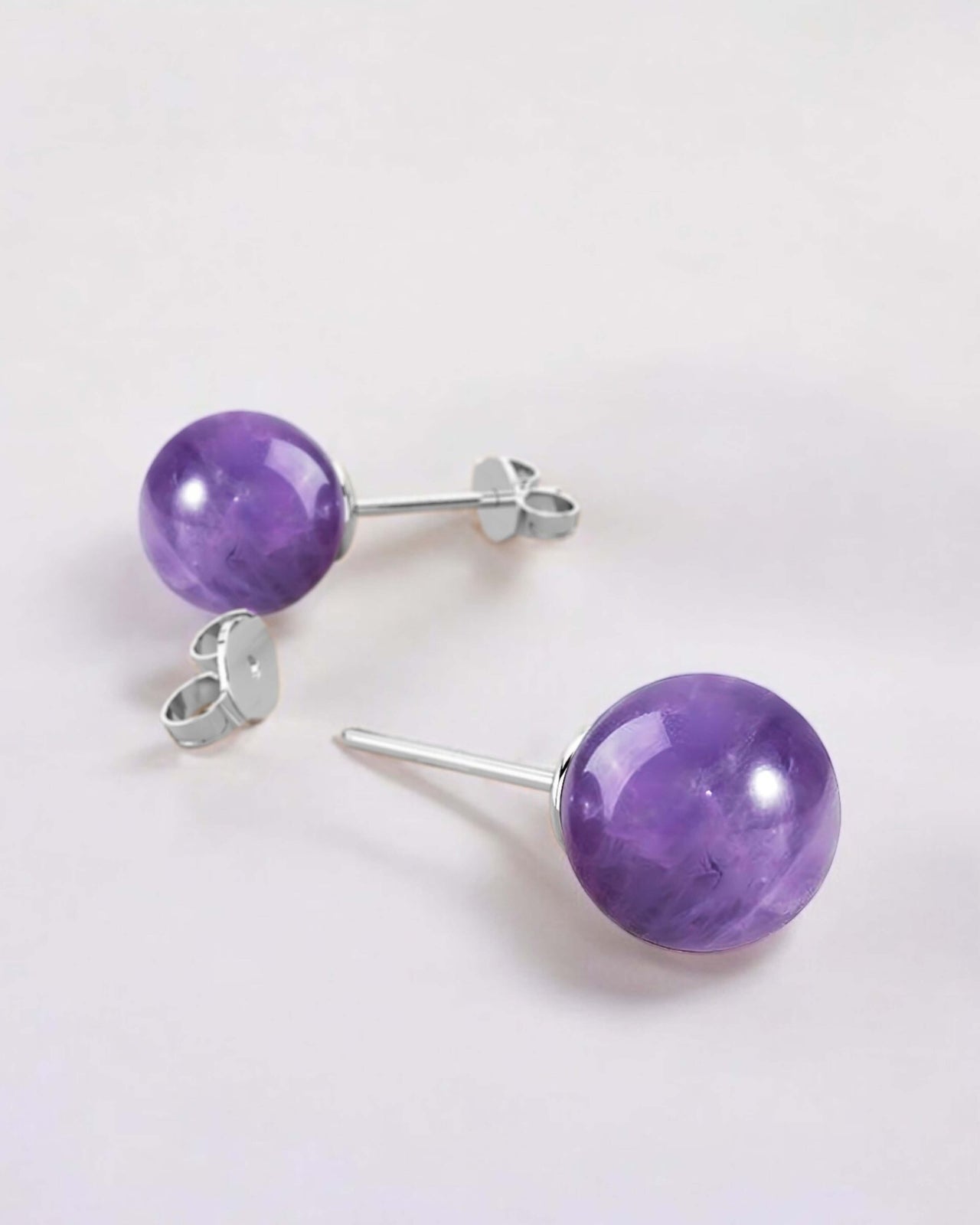 Sterling Silver Amethyst Calming Crystal Gemstone Earrings