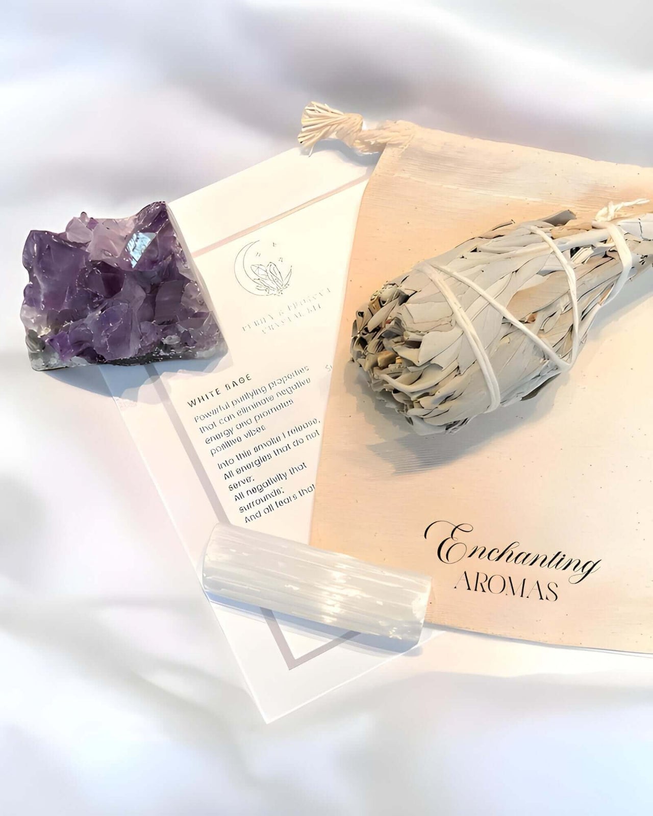 Amethyst, White Sage and Selenite Crystal Kit