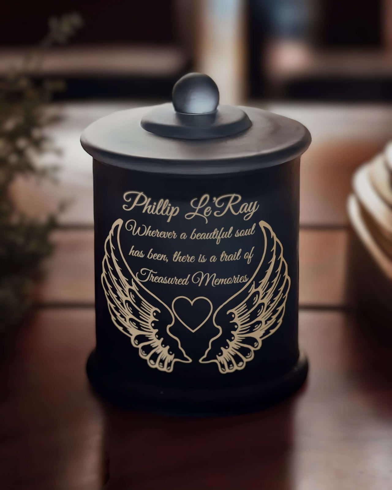 Personalised Navy Blue Bereavement Candles