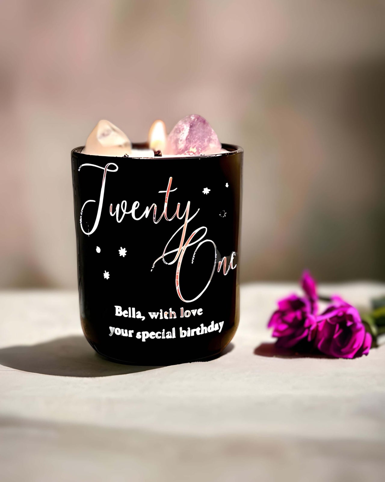 Personalised Message Birthday Candle - Amethyst