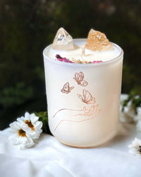 Thumbnail for Butterfly Dance Citrine Crystal Candle in white