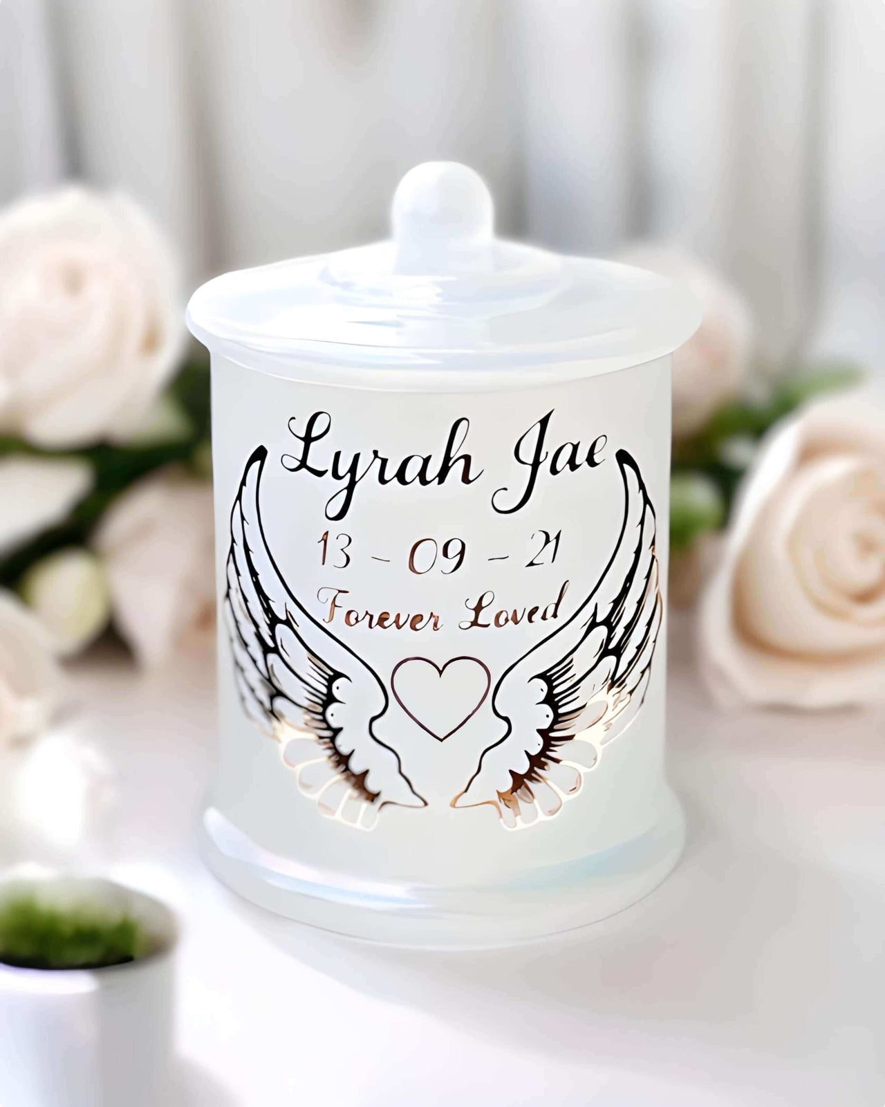 Personalised Pearl White Bereavement Candles