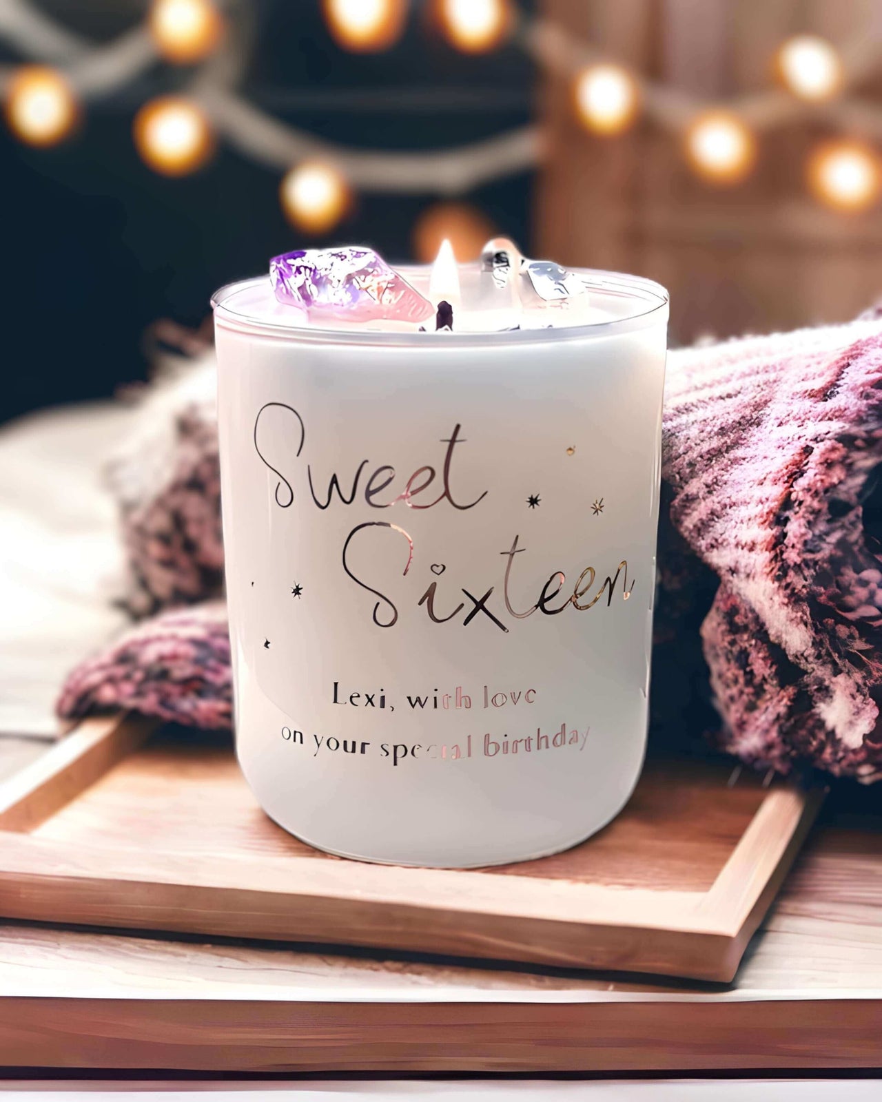 Personalised Message Birthday Candle - Amethyst