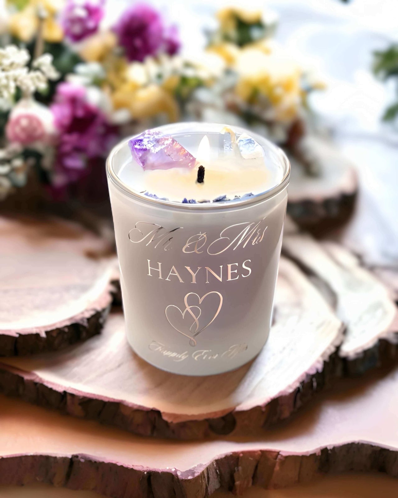 Personalised Wedding Candles - Amethyst