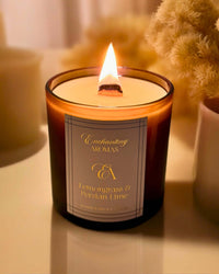 Thumbnail for Luxe Winterwood Candles: Signature Home Fragrances with a wooden wick encased in a frosted amber jar