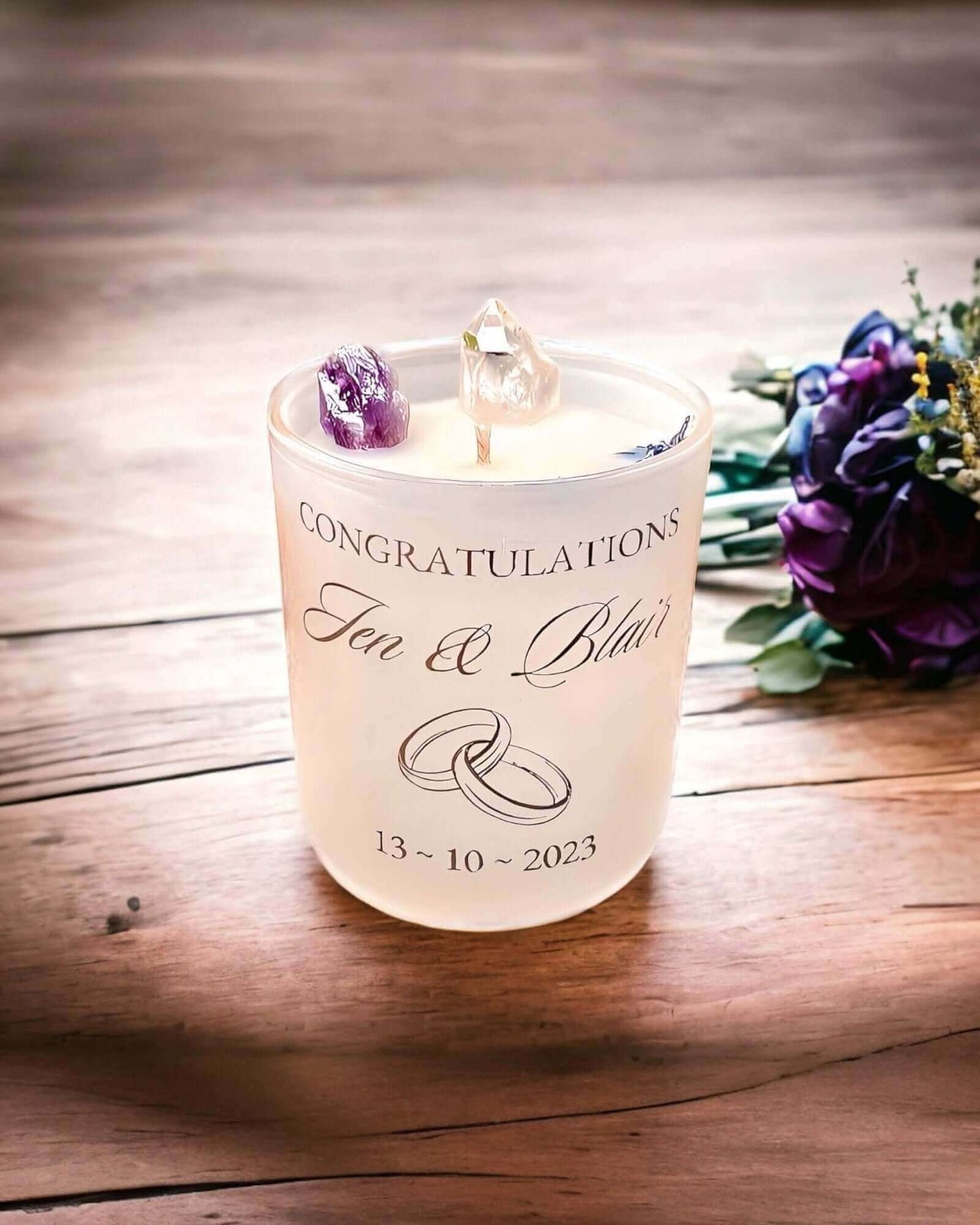 Personalised Wedding Candles - Amethyst