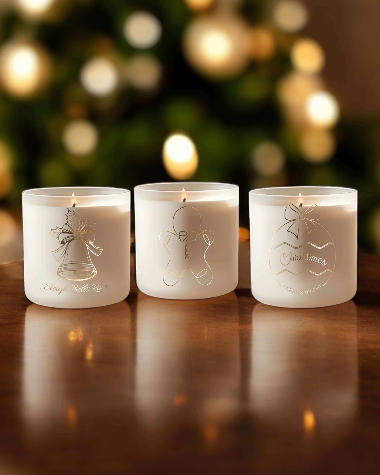 Christmas Gingerbread Candle Gift Set of three.