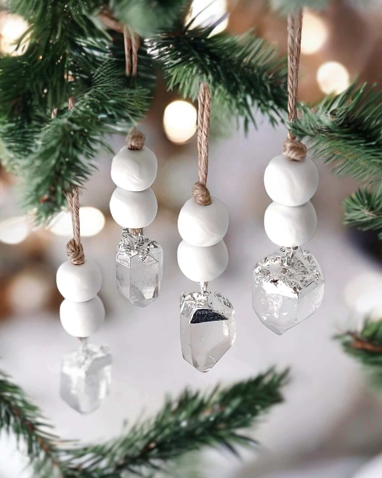 Clay and Clear Quartz Tree Ornaments are designed to add a touch of magic to your holiday decor