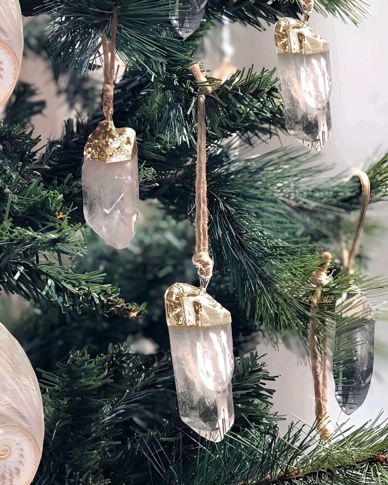 Crystal Gemstone Christmas Tree Ornaments | Clear Quartz