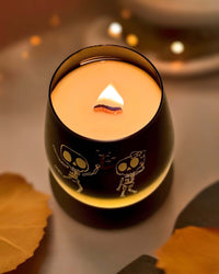 Thumbnail for Dancing Skeleton Halloween Candle with a wooden wick