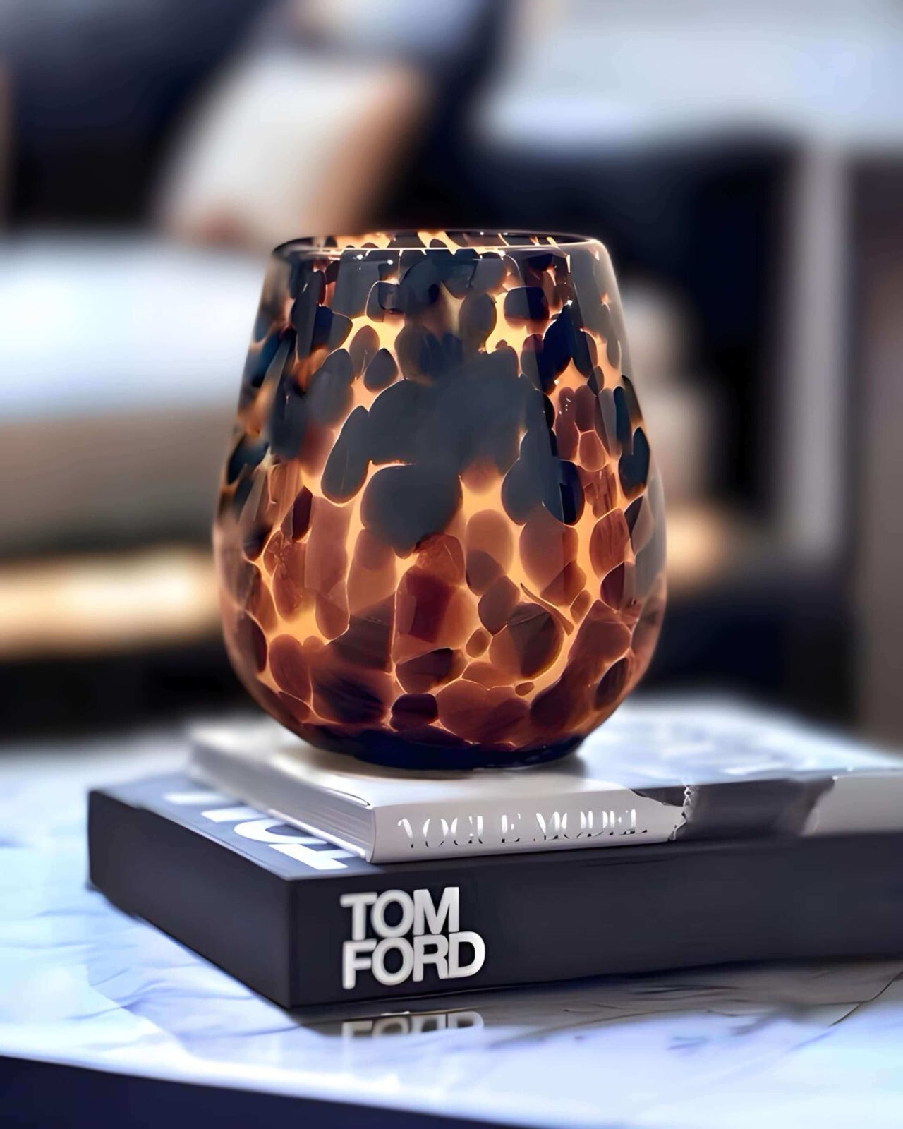 Extra large leopard print candle. 100 hour plus burn time.