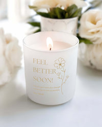 Thumbnail for Get well soon candles with gold personalised inscription.