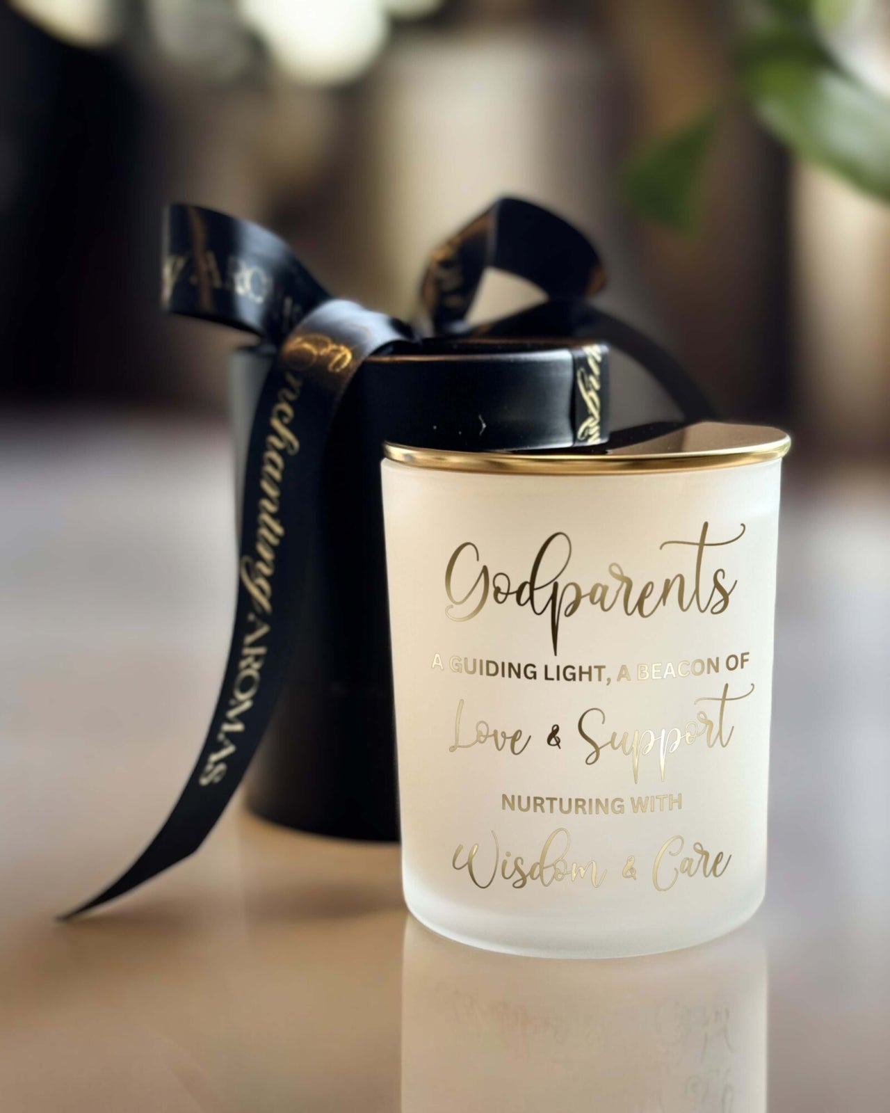 Elegant Godparents Keepsake Candle. " Godparents a guiding light, a beacon of love and support nurturing with wisdom and care”.