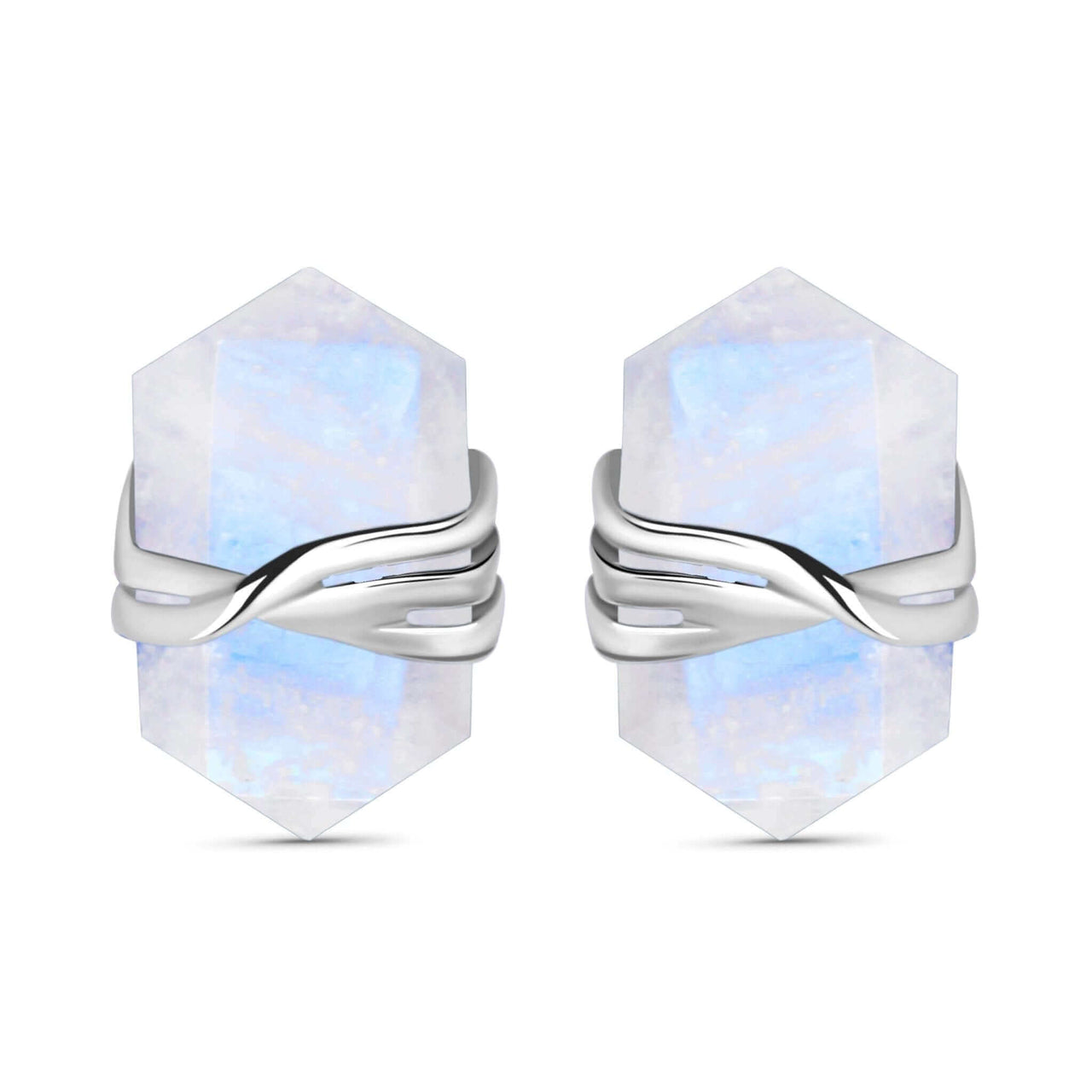 Enchanting Aromas | Moonstone Sterling Silver Stud Earrings. Pencil Cut Bohemian luxe style. Afterpay is available here!