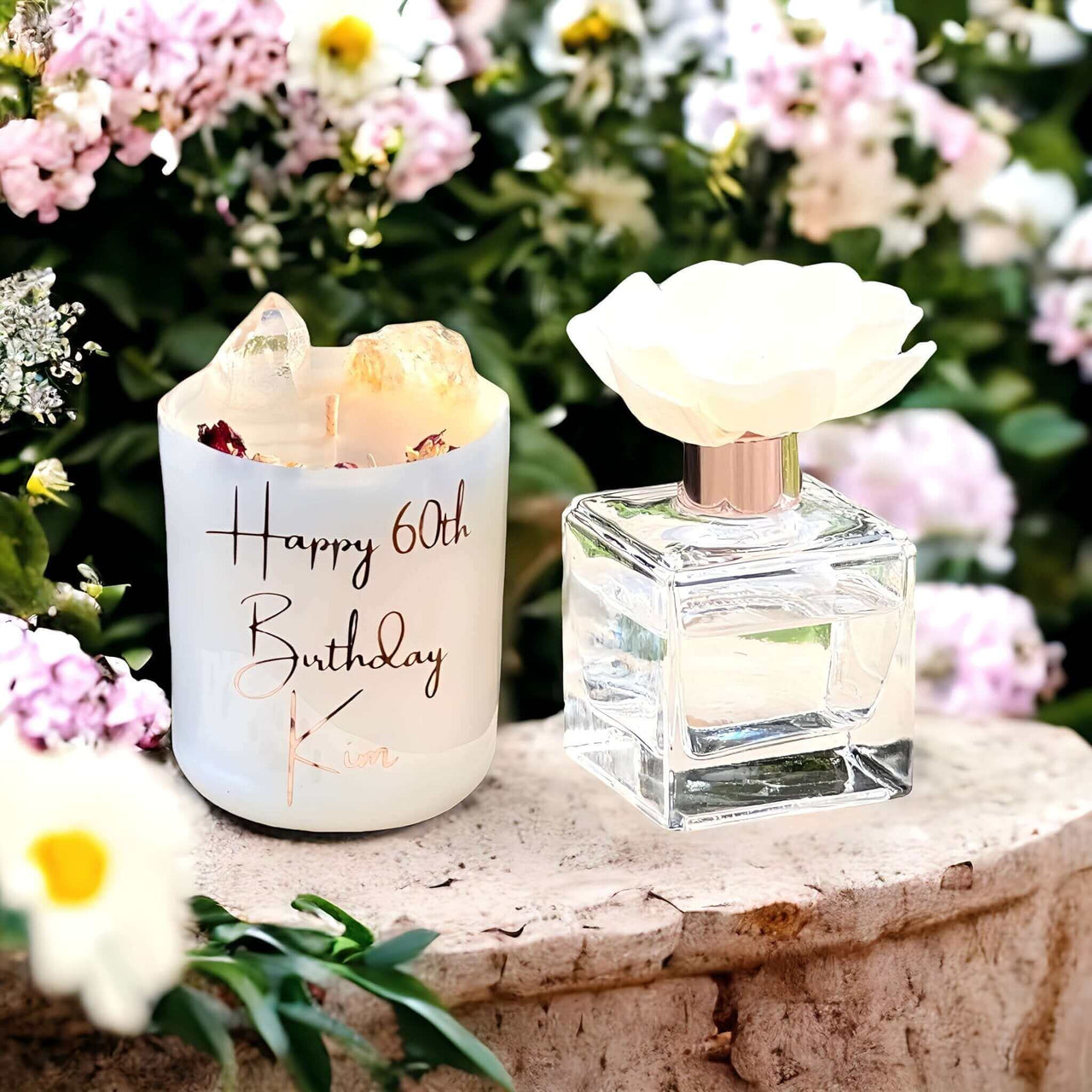 Personalised Birthday Sola Gift SetCrystal Candle