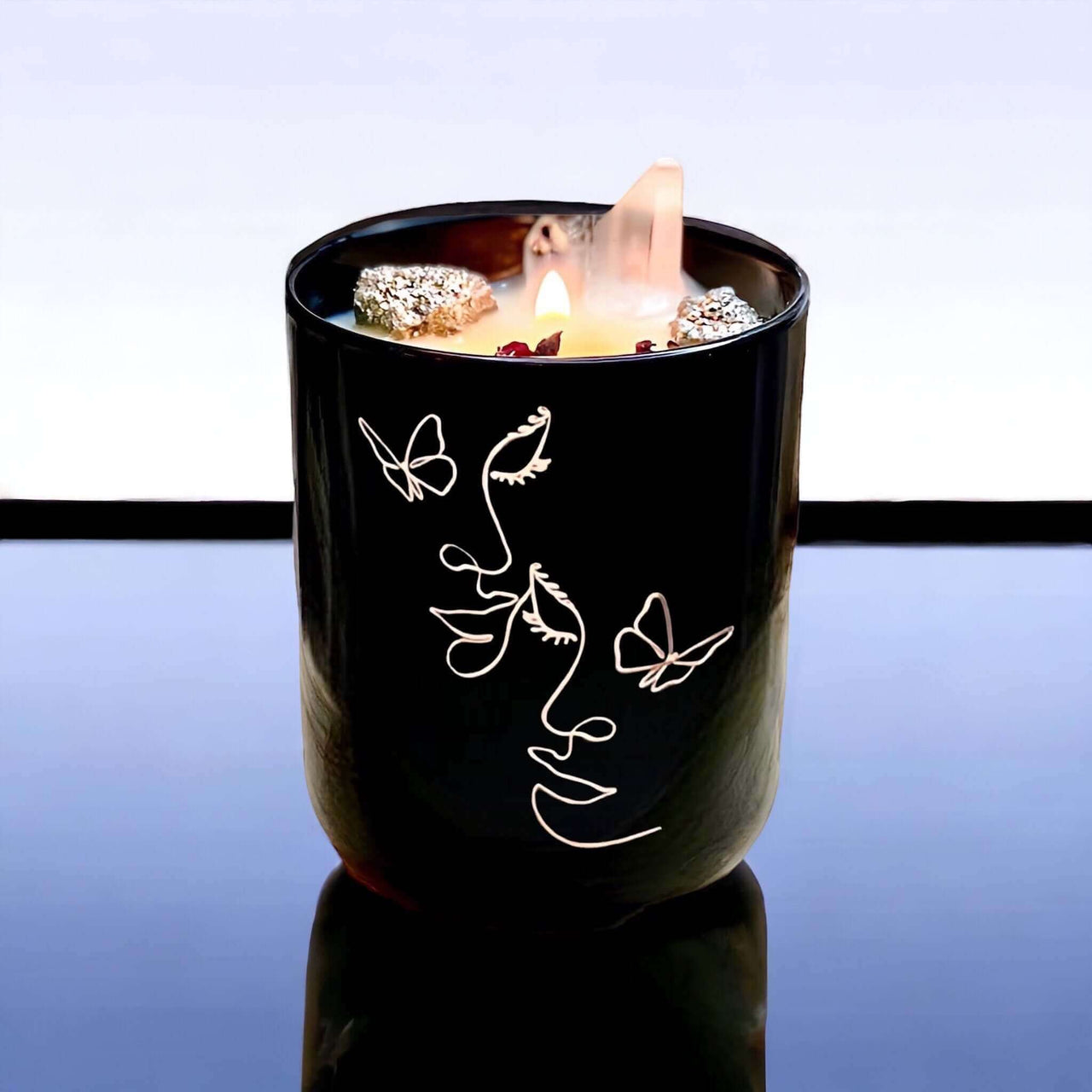 Wings of Abundance Pyrite Candle - Butterfly Dream