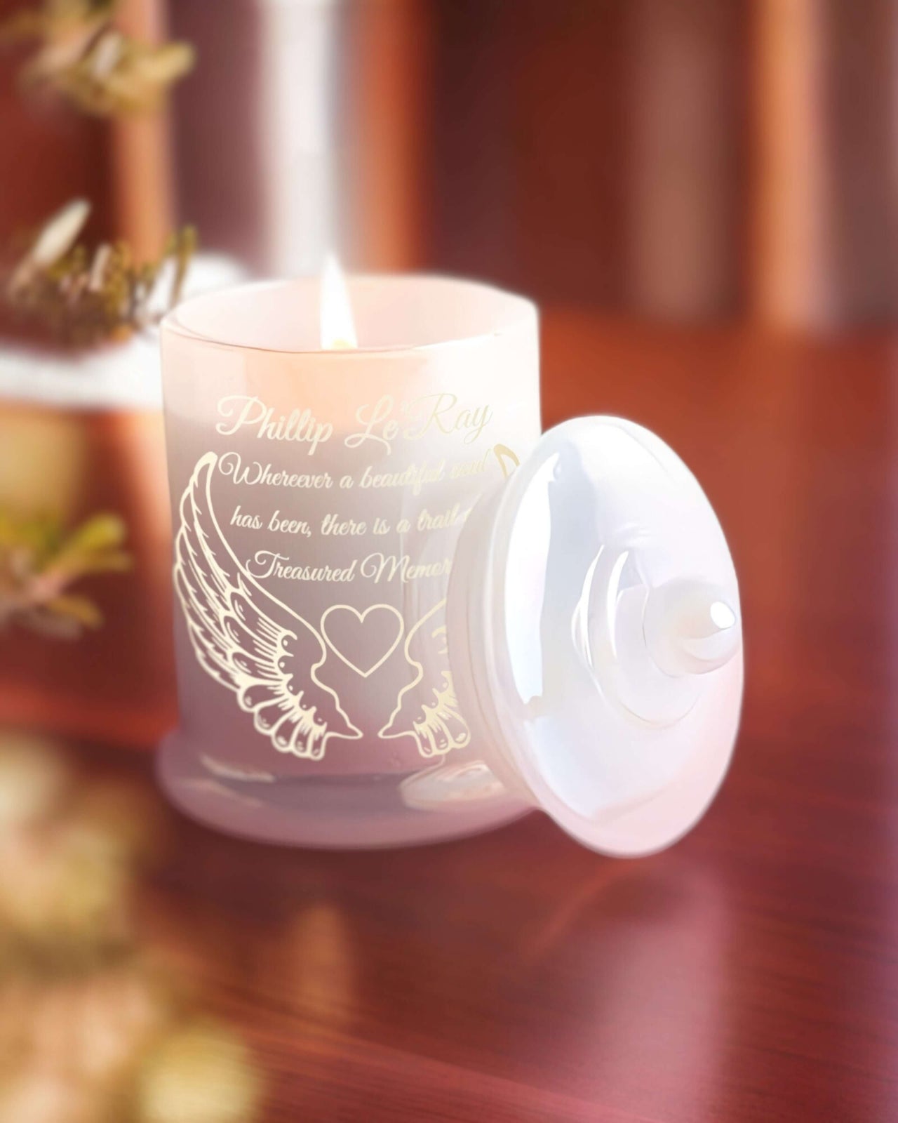 Personalised Pearl White Bereavement Candles