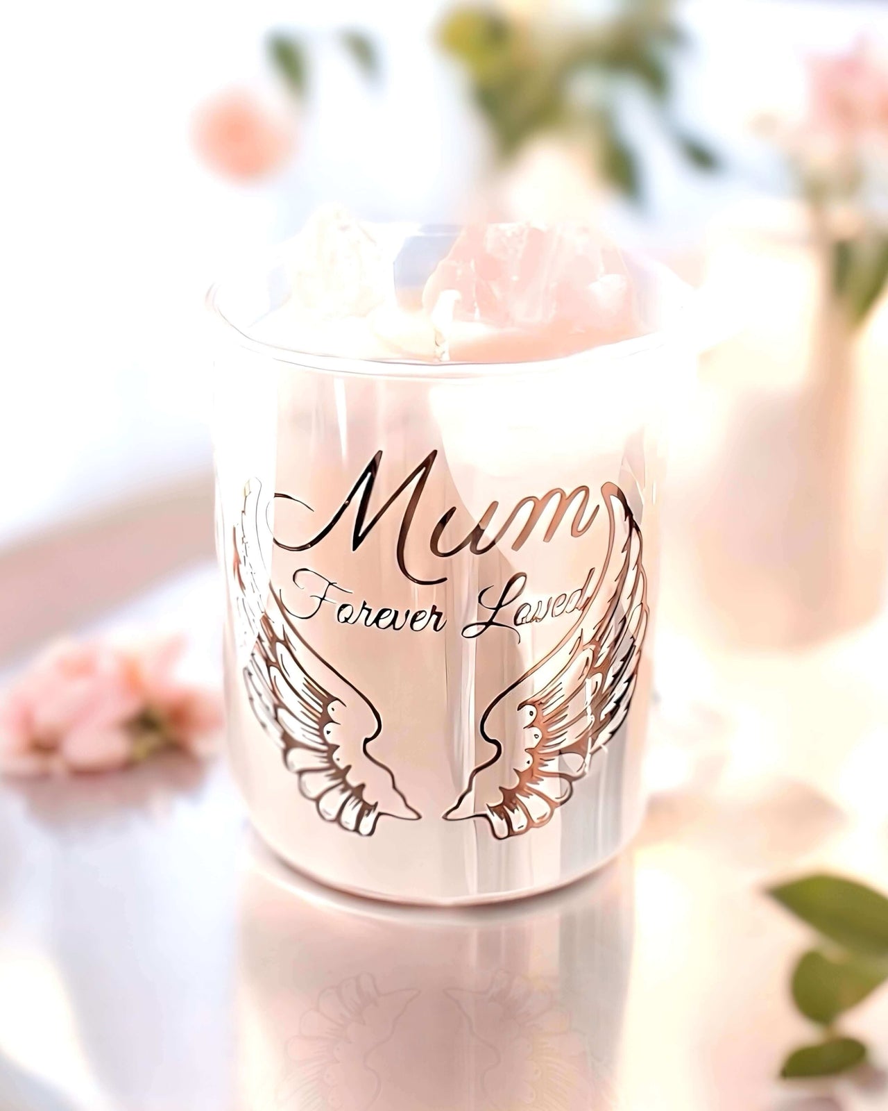 Rose Quartz Custom Bereavement Candle