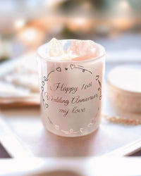 Thumbnail for Personalised Pearl White Anniversary Candle | Rose Quartz Crystal Candle - Afterpay