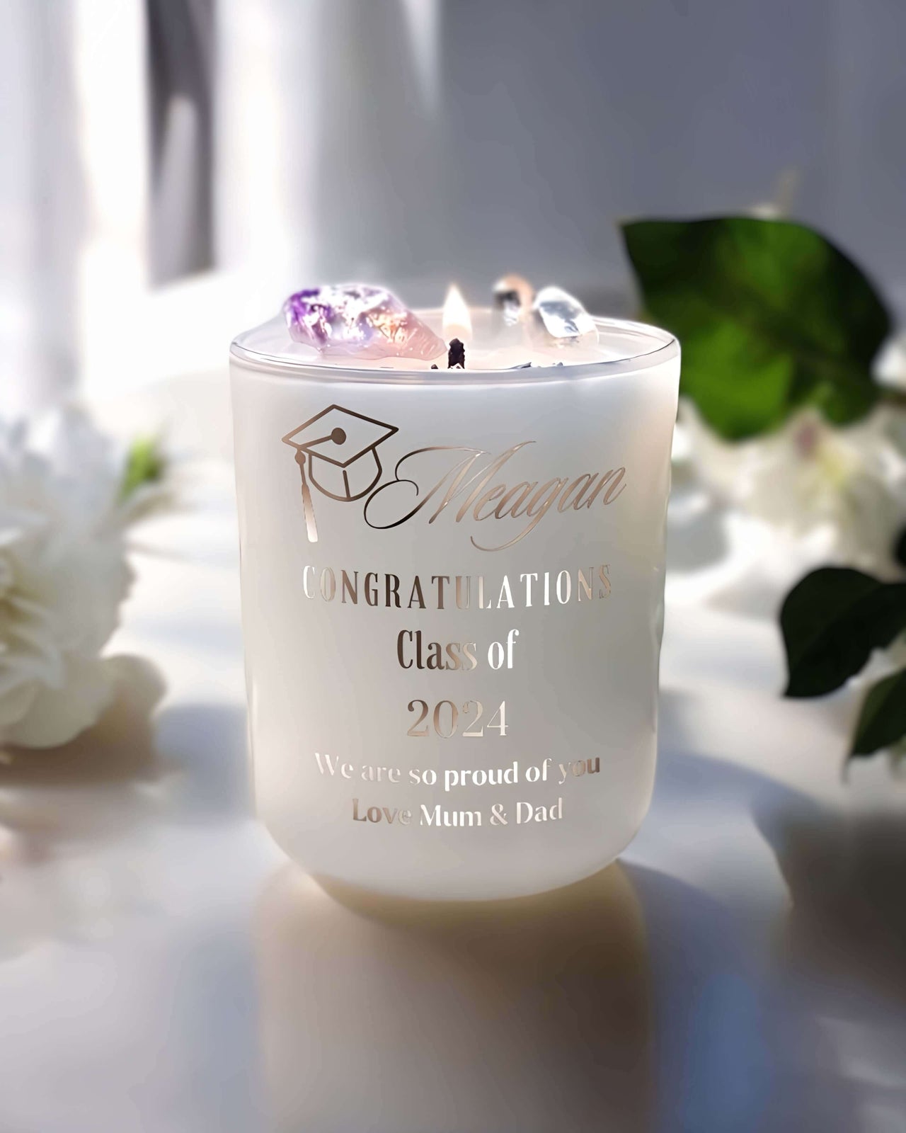 Personalised Graduation Candle - Amethyst