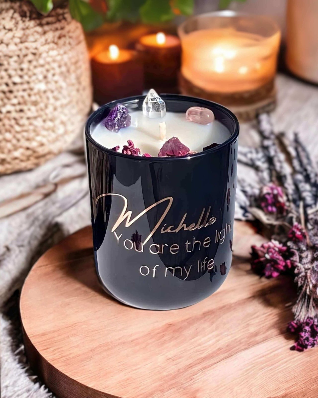 Personalised Light of my Life Crystal Candle