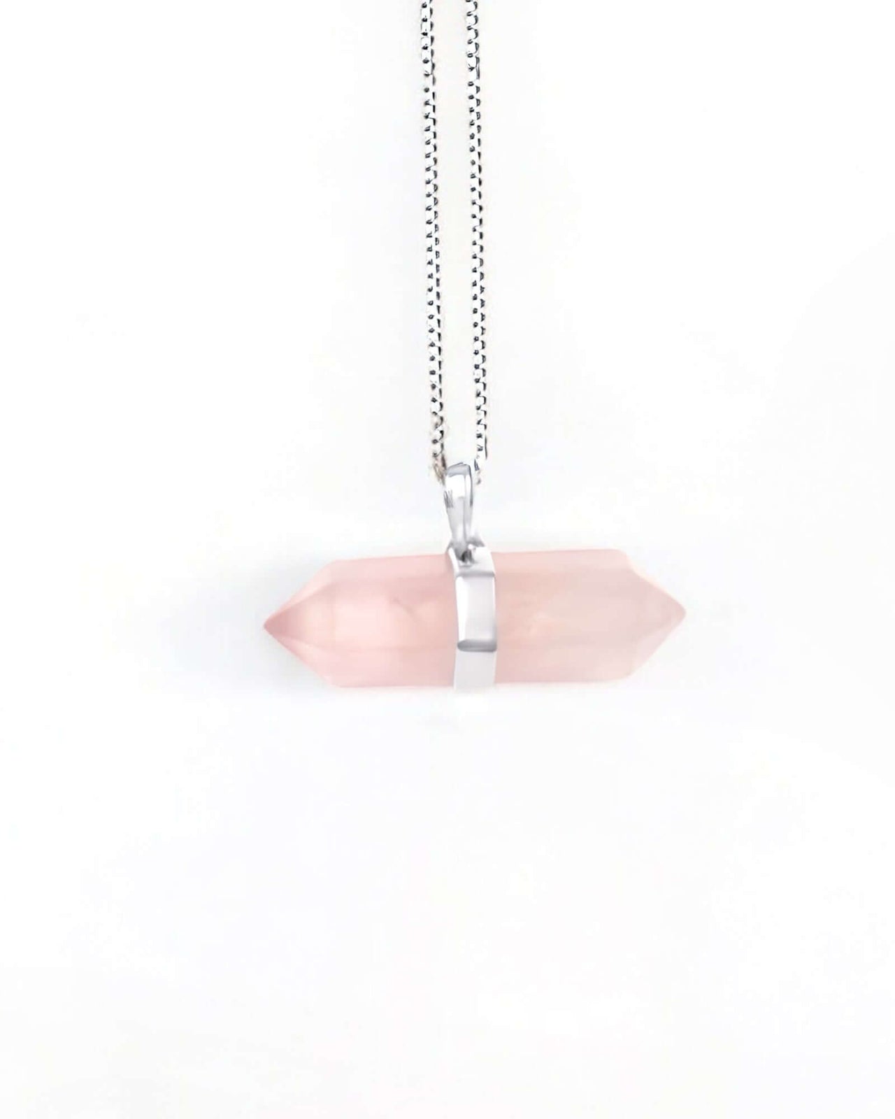 Rose Quartz Double Terminated Sterling Silver Necklace