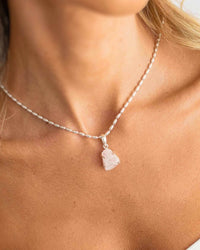 Thumbnail for Stunning Rose Quartz and Sterling Silver Oval Rice Bead Necklace.