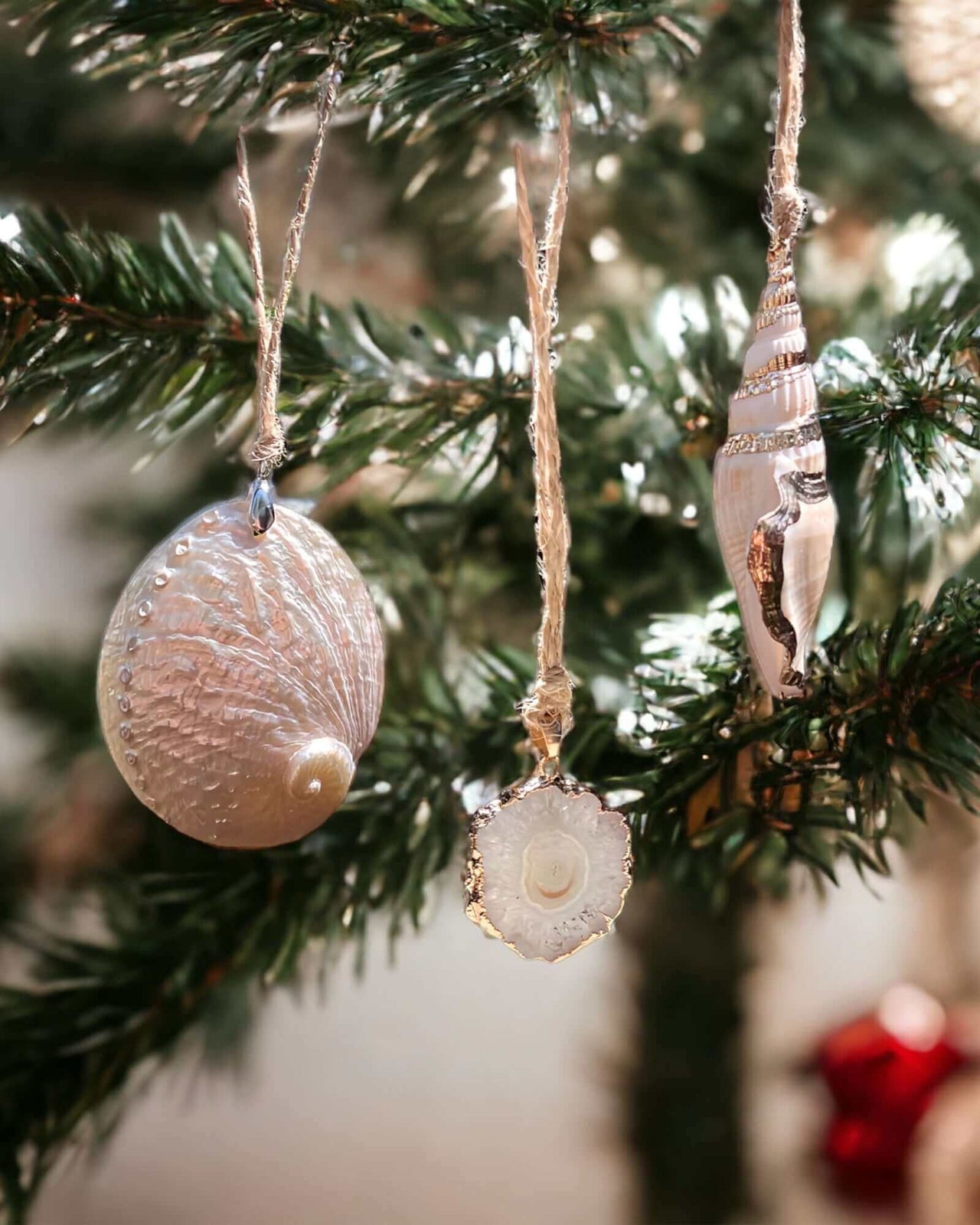 Stunning Seashell and Crystal Gemstone Christmas Tree Ornaments. Gift Ideas