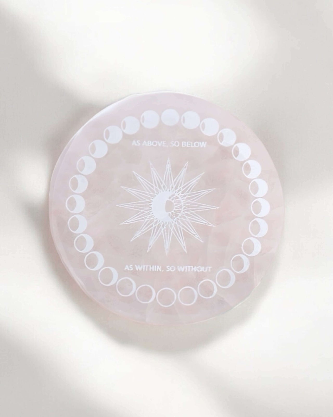 Selenite Engraved Charging Plate | Moon Phases