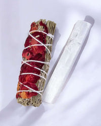 Thumbnail for Lavender Rose Petal Smudge and Selenite Wand Gift Set.