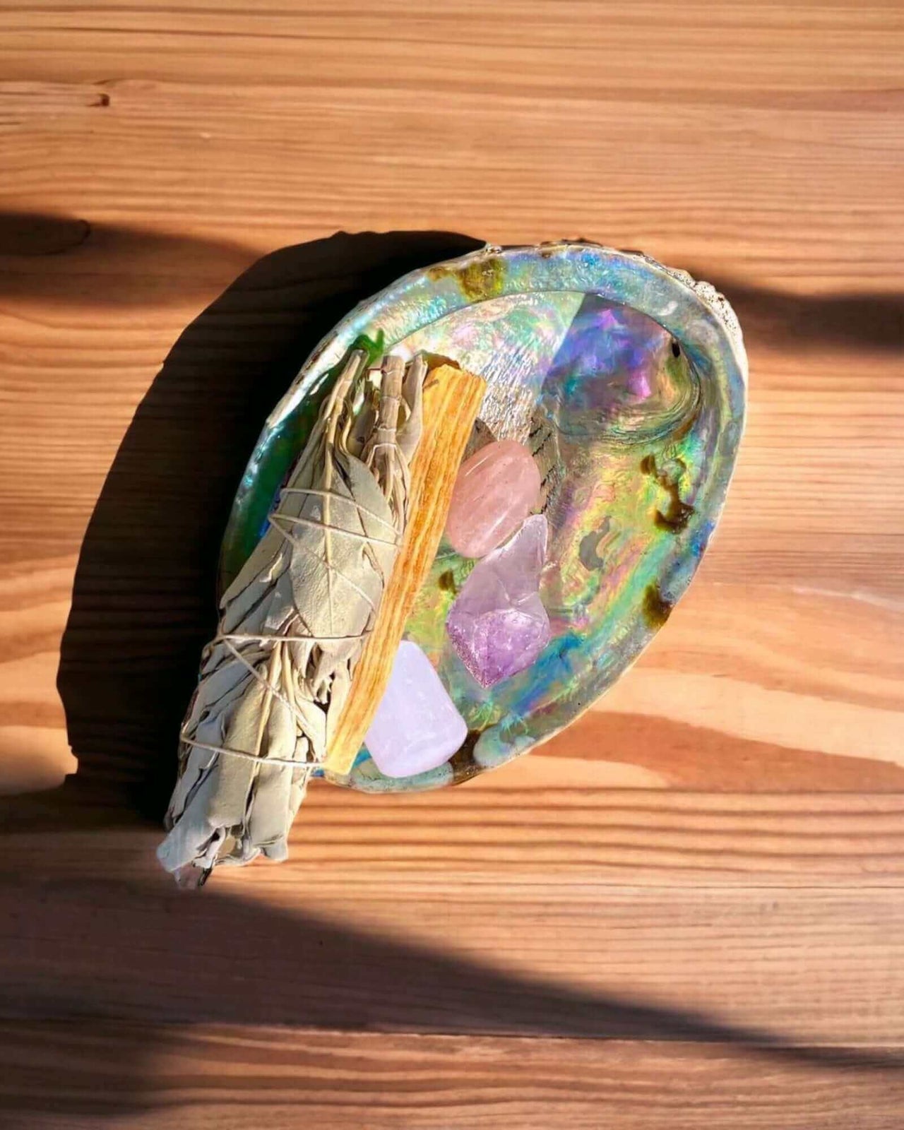 White Sage Abalone and Crystal Smudge Kit