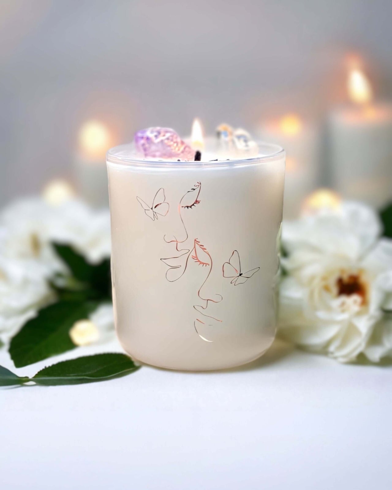 The Wings of Peace scented crystal candle is infused with Amethyst, which is widely known as the stone of peace. 