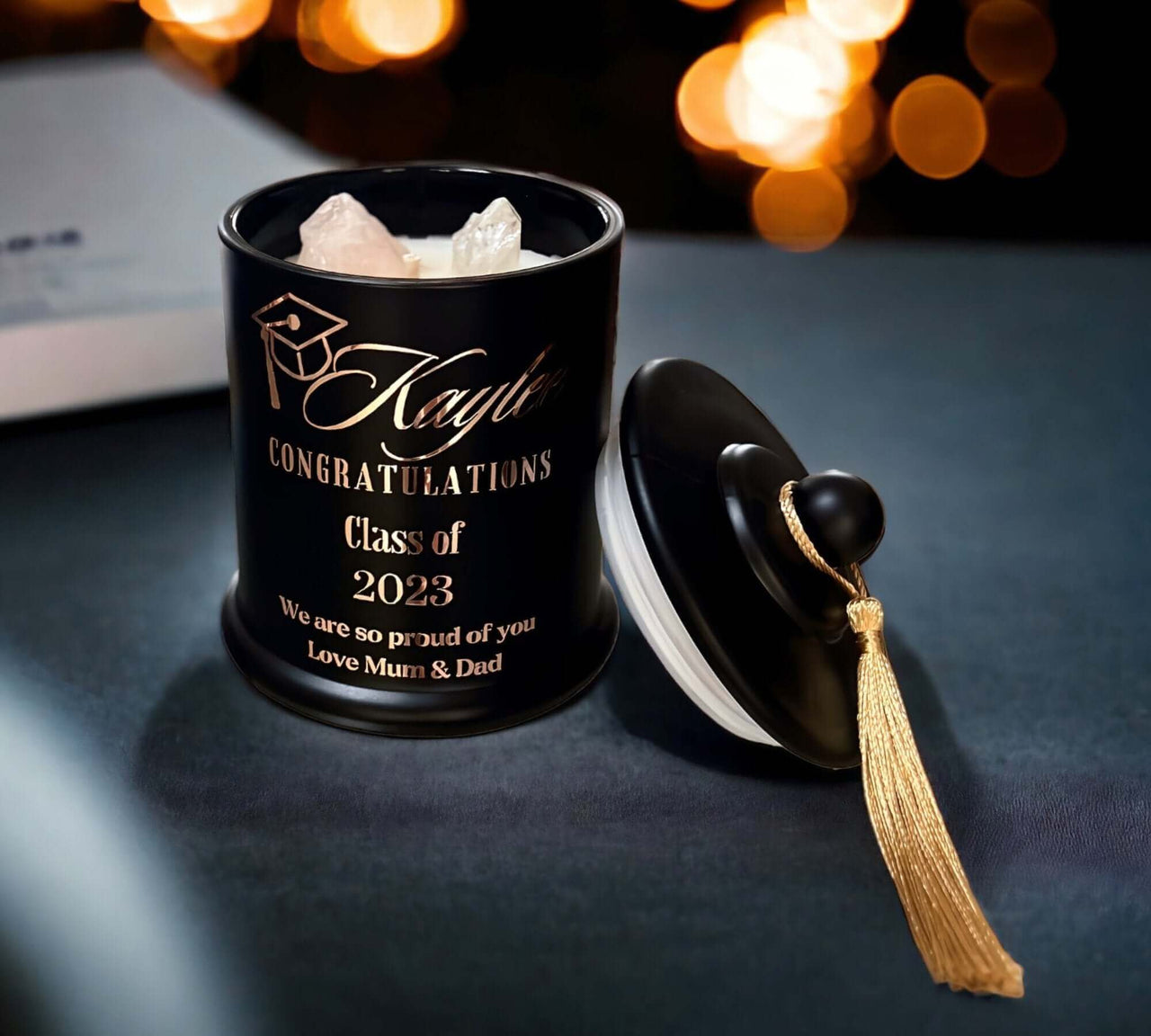 Personalised Matte Black Graduation Candle | Gift Ideas