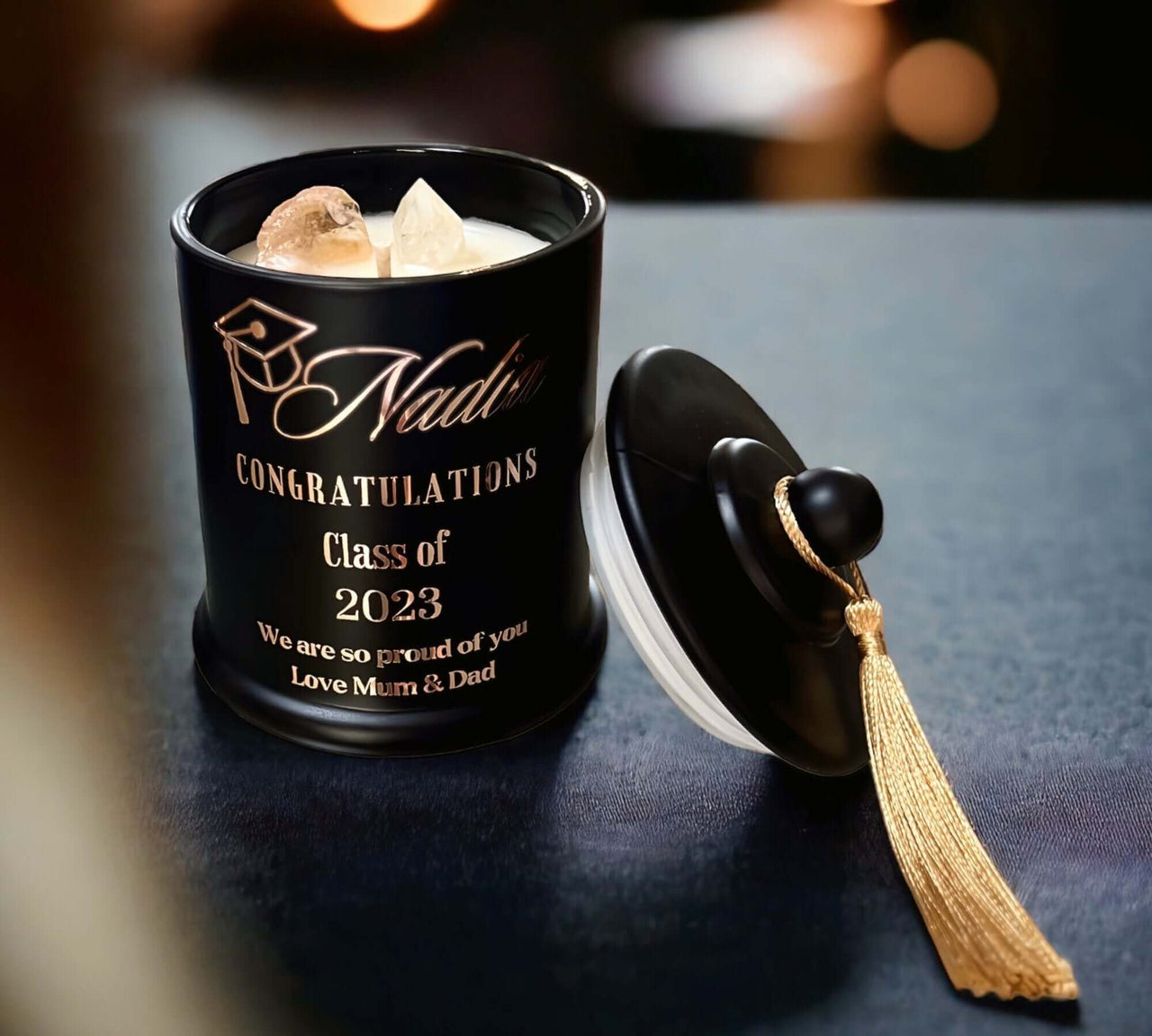 Personalised Matte Black Graduation Candle | Gift Ideas