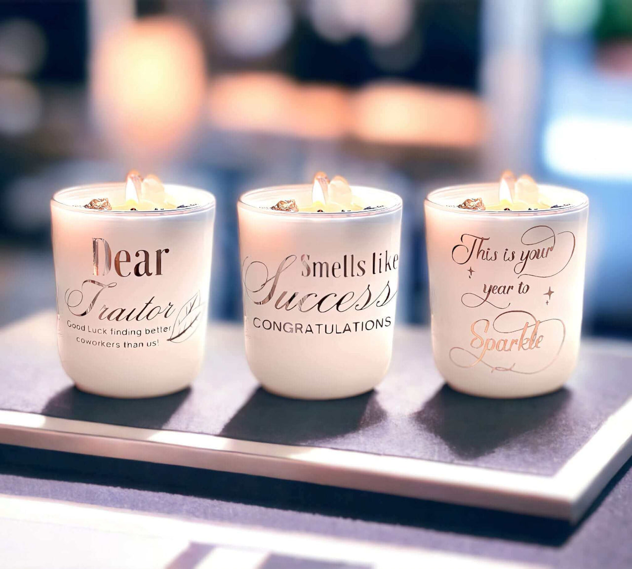 Say goodbye in style with our Farewell Coworker Candle Set, featuring pyrite-infused gift candles, perfect for a unique and thoughtful parting gift. $89.95$