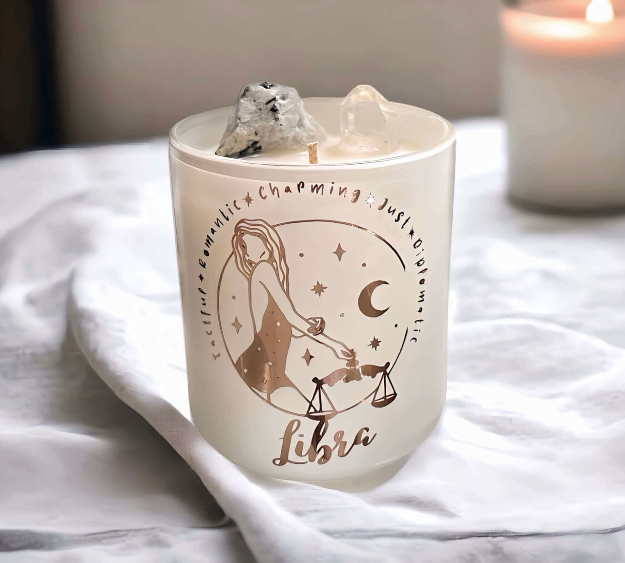 Libra Zodiac Goddess Candle - Moonstone