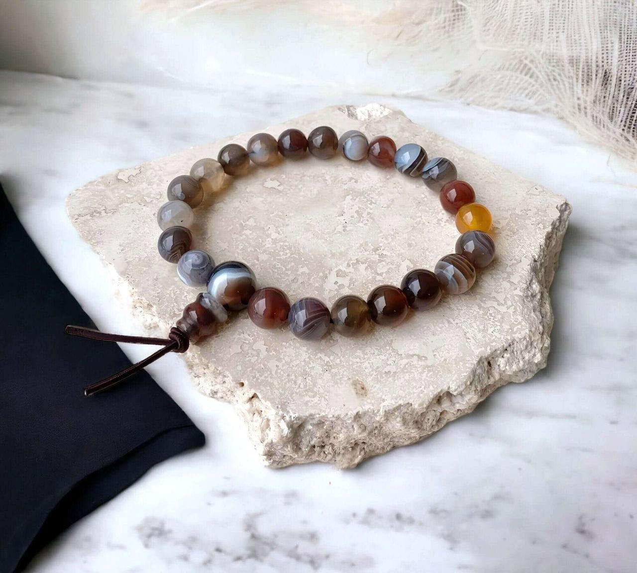 Botswana Agate Bracelet - Energy Stone Jewellery for Calming Discover the serene