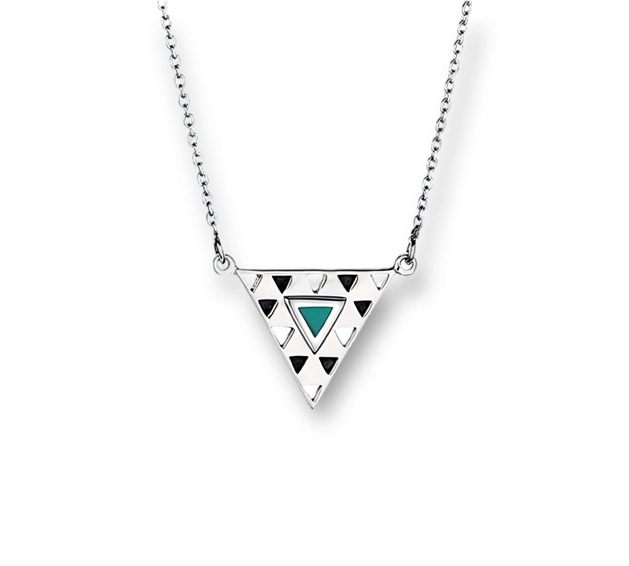 Turquoise Boho Triangle Necklace. A perfect blend of Bohemian charm and Sterling Silver elegance for a timeless look