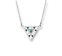 Thumbnail for Turquoise Boho Triangle Necklace. A perfect blend of Bohemian charm and Sterling Silver elegance for a timeless look