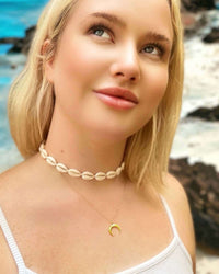 Thumbnail for Elevate your style with our Gold Crescent Moon Necklace, a perfect blend of Sterling Silver Moon Pendant elegance and celestial charm. Ideal for everyday wear. $49.00