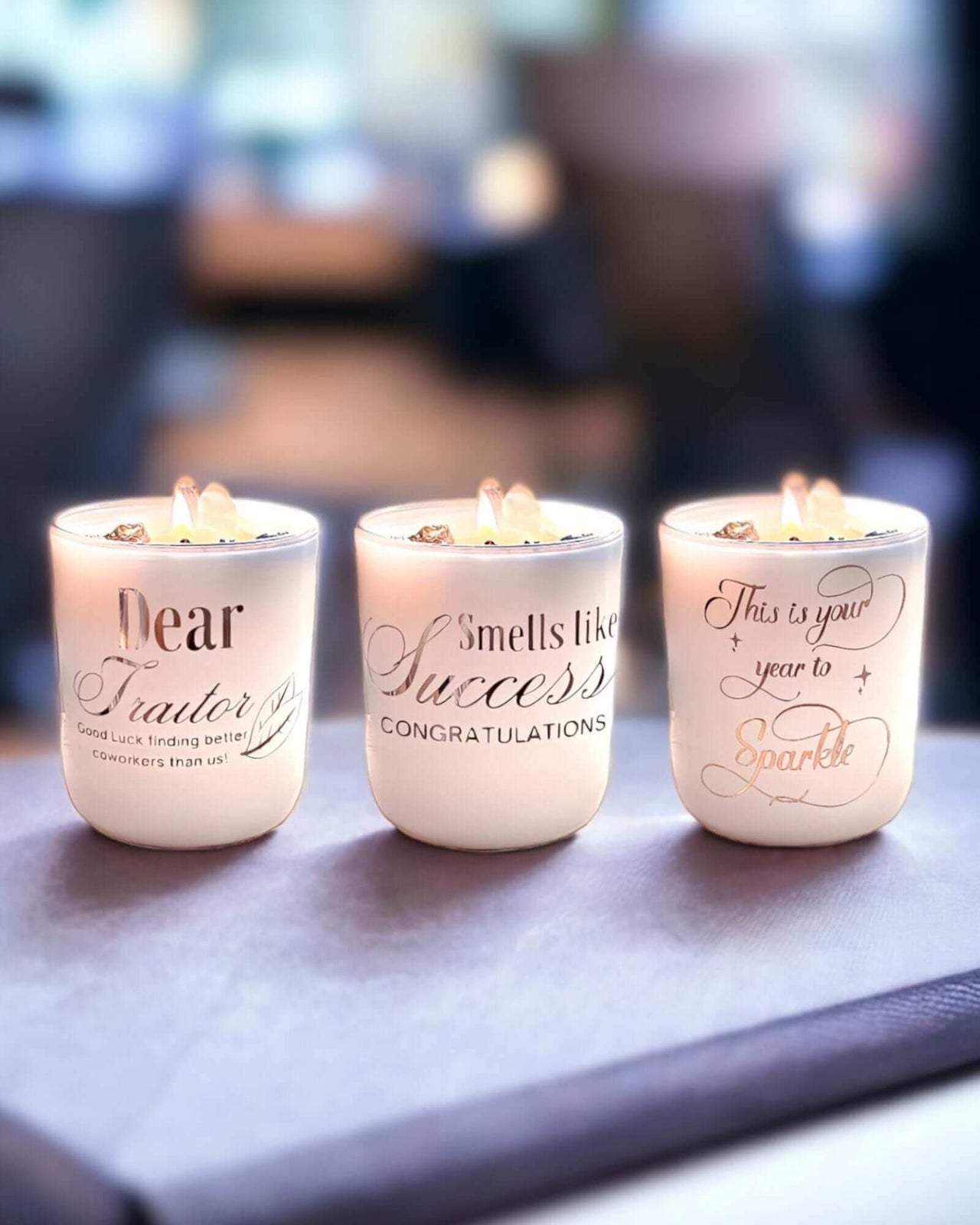 Say goodbye in style with our Farewell Coworker Candle Set, featuring pyrite-infused gift candles, perfect for a unique and thoughtful parting gift. $89.95$