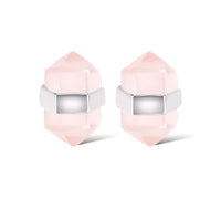 Thumbnail for Rose Quartz Sterling Silver Stud Earrings | Pencil Cut