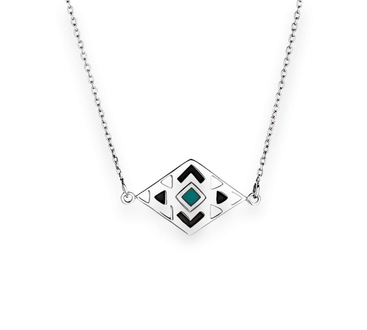 Turquoise Diamond Necklace - Boho Sterling Silver Jewellery Elevate your style