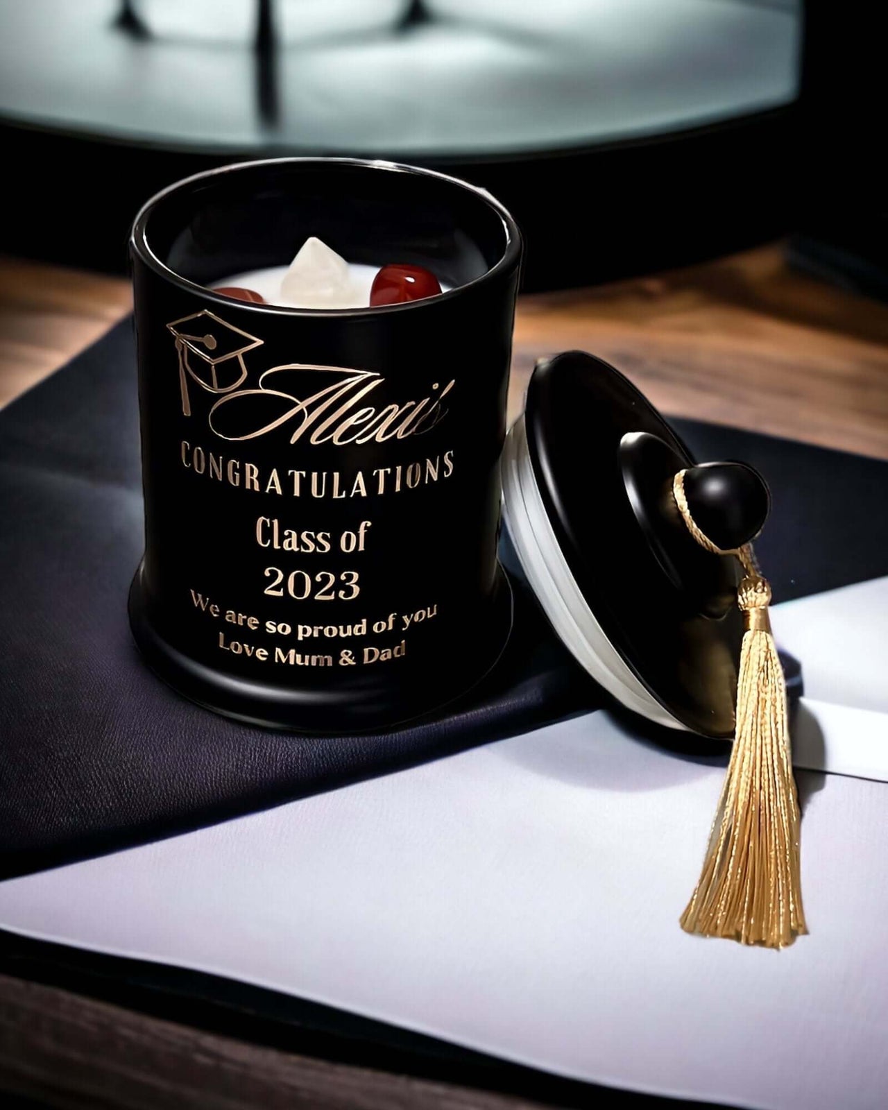 Personalised Matte Black Graduation Candle | Gift Ideas