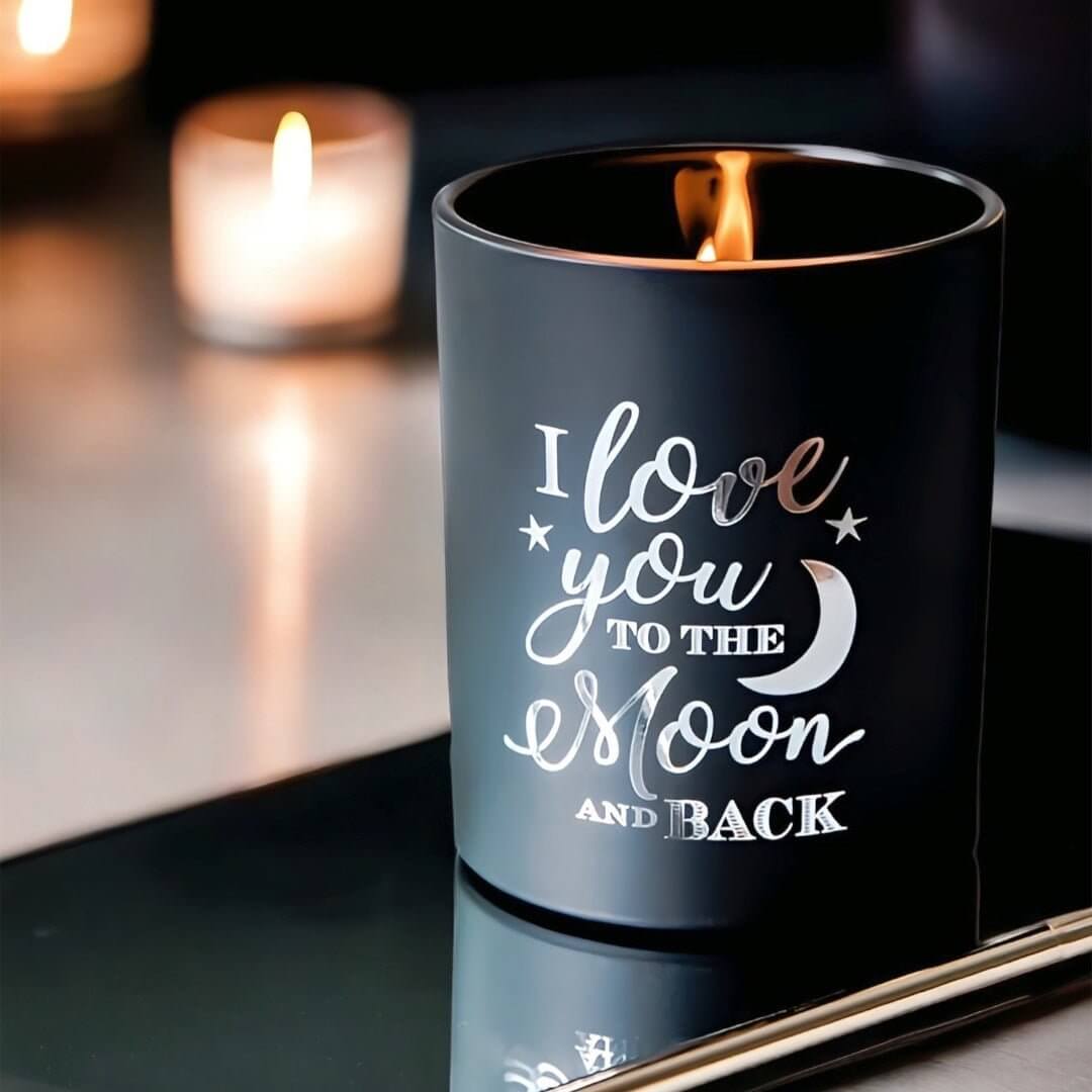 I Love you to the Moon and Back - Rose Quartz Crystal Candle - A$49 Enchanting Aromas
