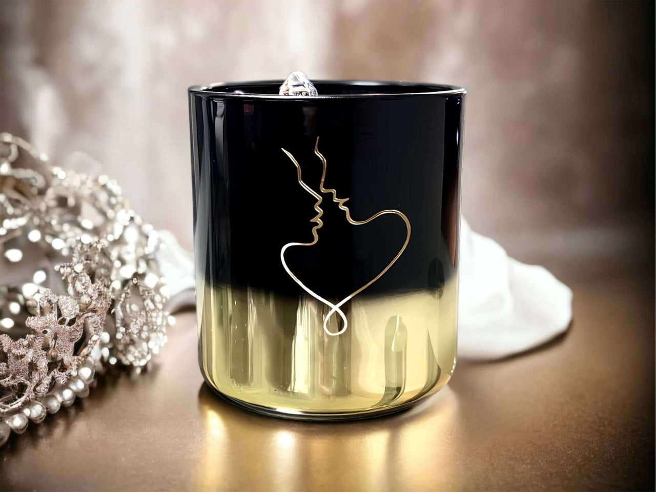 The Lovers Ombré Glam Candle | Rose Quartz, Clear Quartz and AmethystSoy Candle