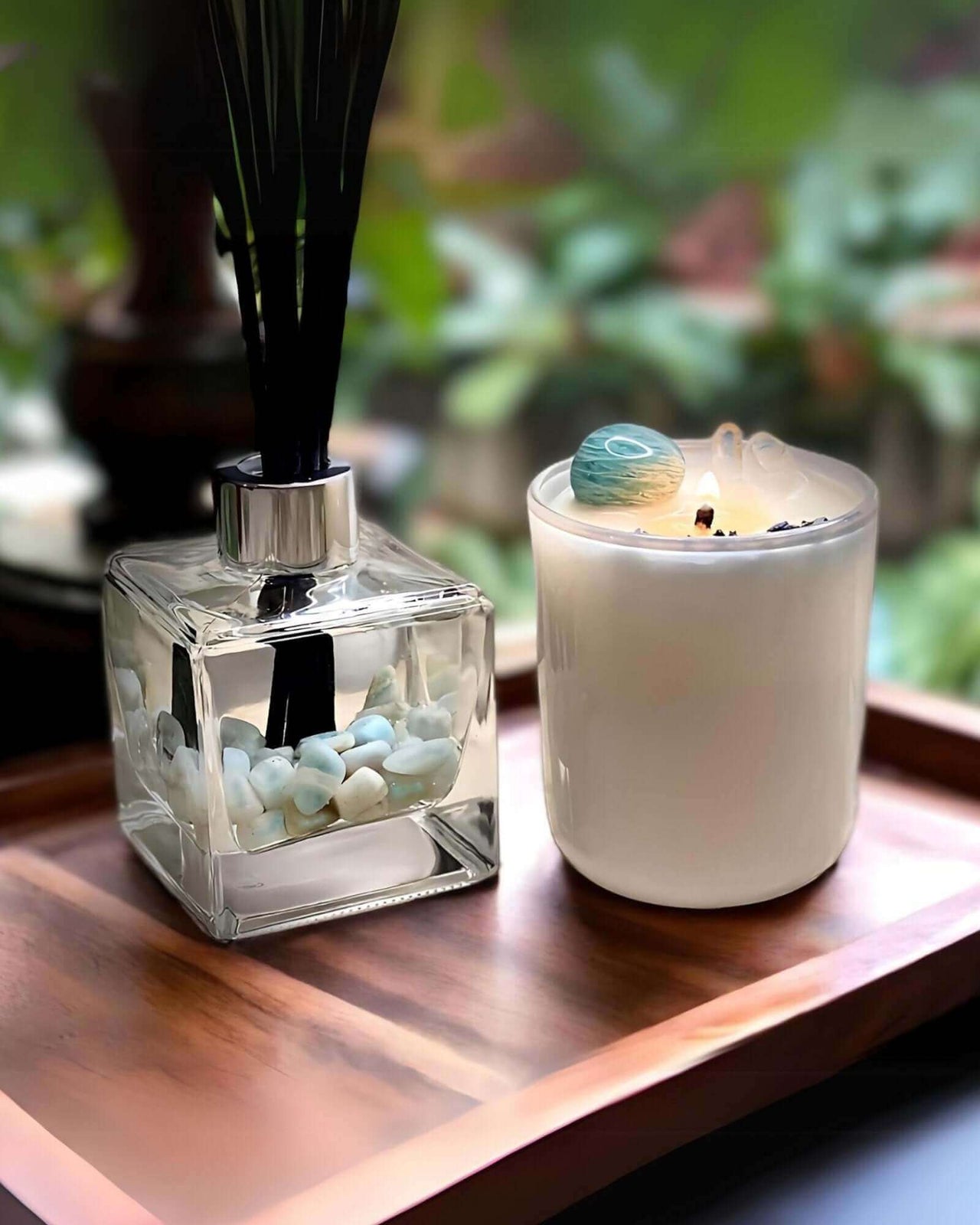 Amazonite Fragrance Set - Optimistic Decor Elevate your home with our Amazonite Gift Set. Combining the Hope Stone's optimism with elegant fragrance for a harmonious living space.