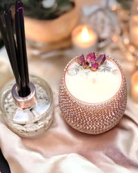 Thumbnail for Bling Candle Set - Moonstone Aroma Kit Discover the Beautiful Bling Gift Set with Pyrite & Moonstone. An elegant home fragrance kit for a luxurious and aromatic experience. $97.00