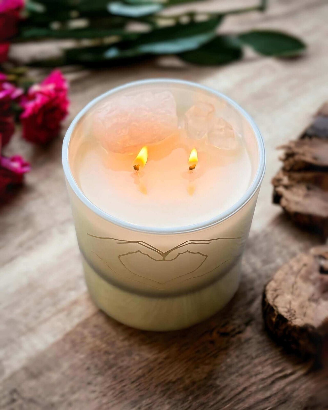 Gold Heart Sign Candle | Rose Quartz and Clear Quartz - Enchanting Aromas A$69.00 elegance